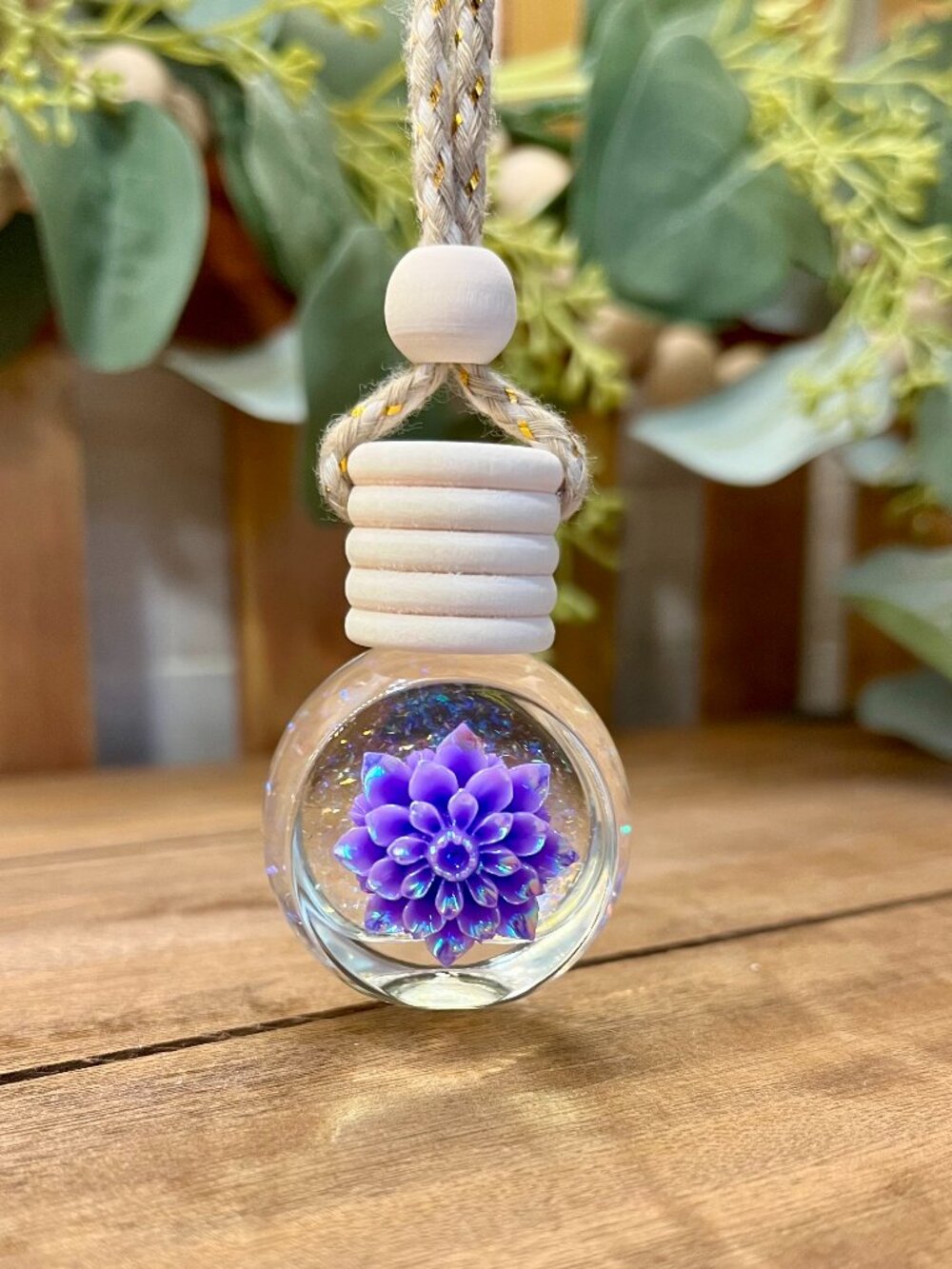 Purple Flower Car Air Diffuser, Car Air Freshener, Fragrance Oil, Flower Charm